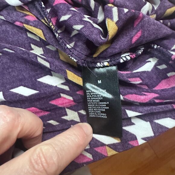 Perceptions New York Women’s Dress M Geometric Plaid Cowl Neck Midi Purple - Picture 4 of 5